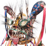 Máscara de Tecuán de cuero y pelo de jabalí