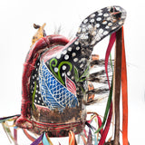 Máscara de Tecuán de cuero y pelo de jabalí