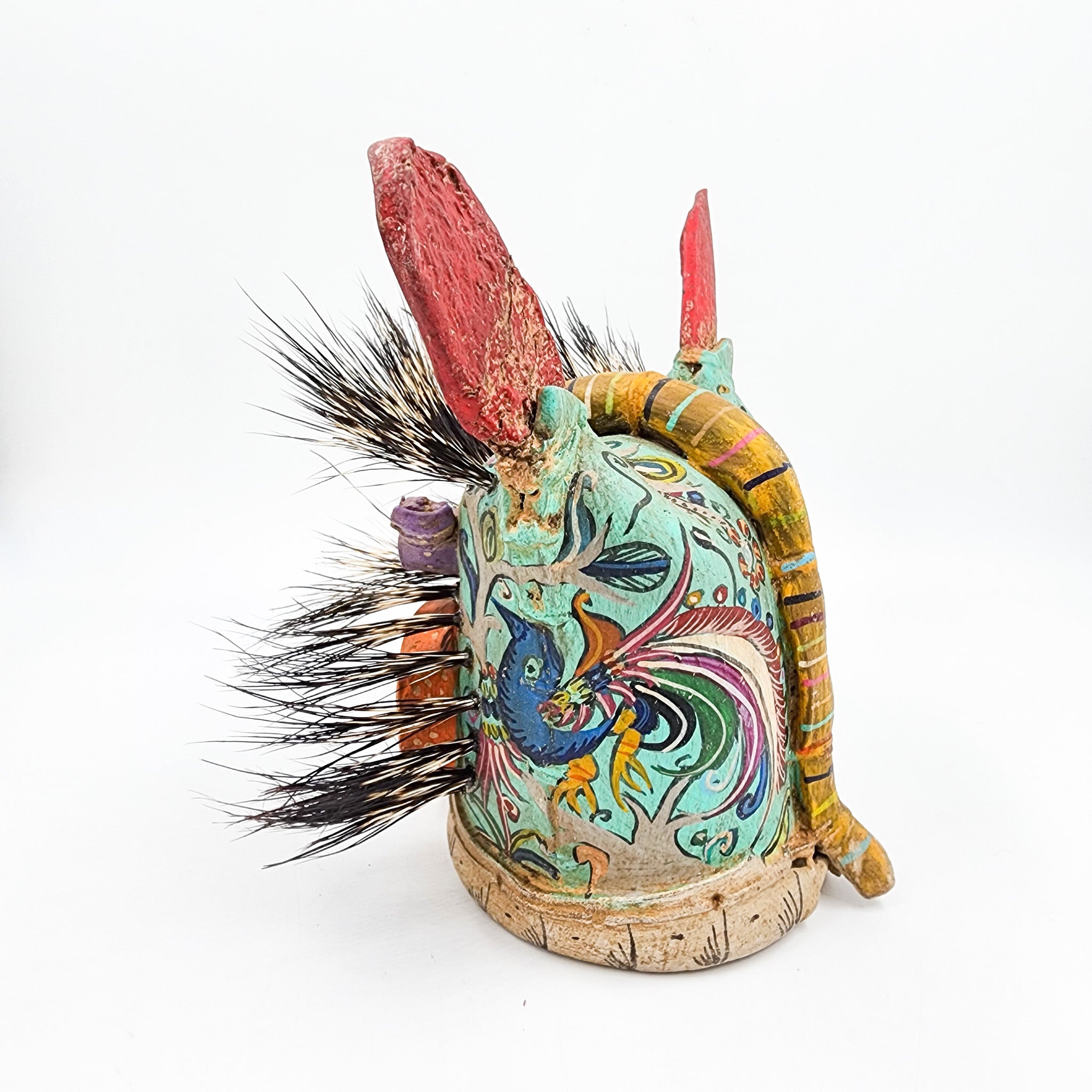 Máscara de Tecuán de cuero y pelo de jabalí