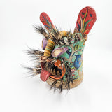 Máscara de Tecuán de cuero y pelo de jabalí