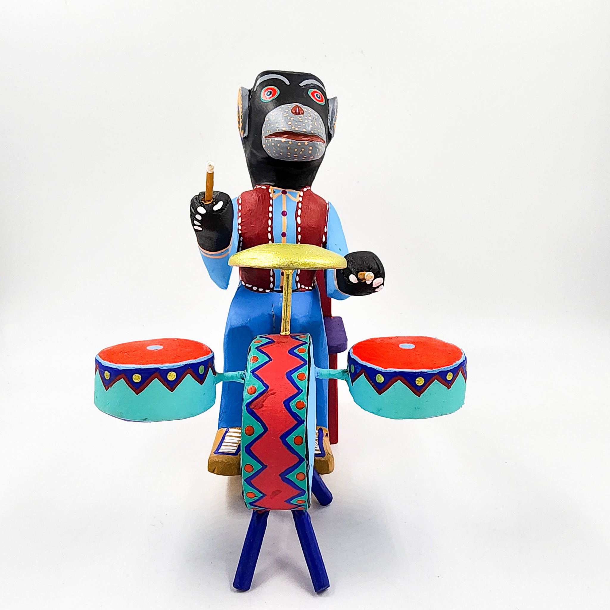 Mono baterista talla de madera - Tona o Nahual