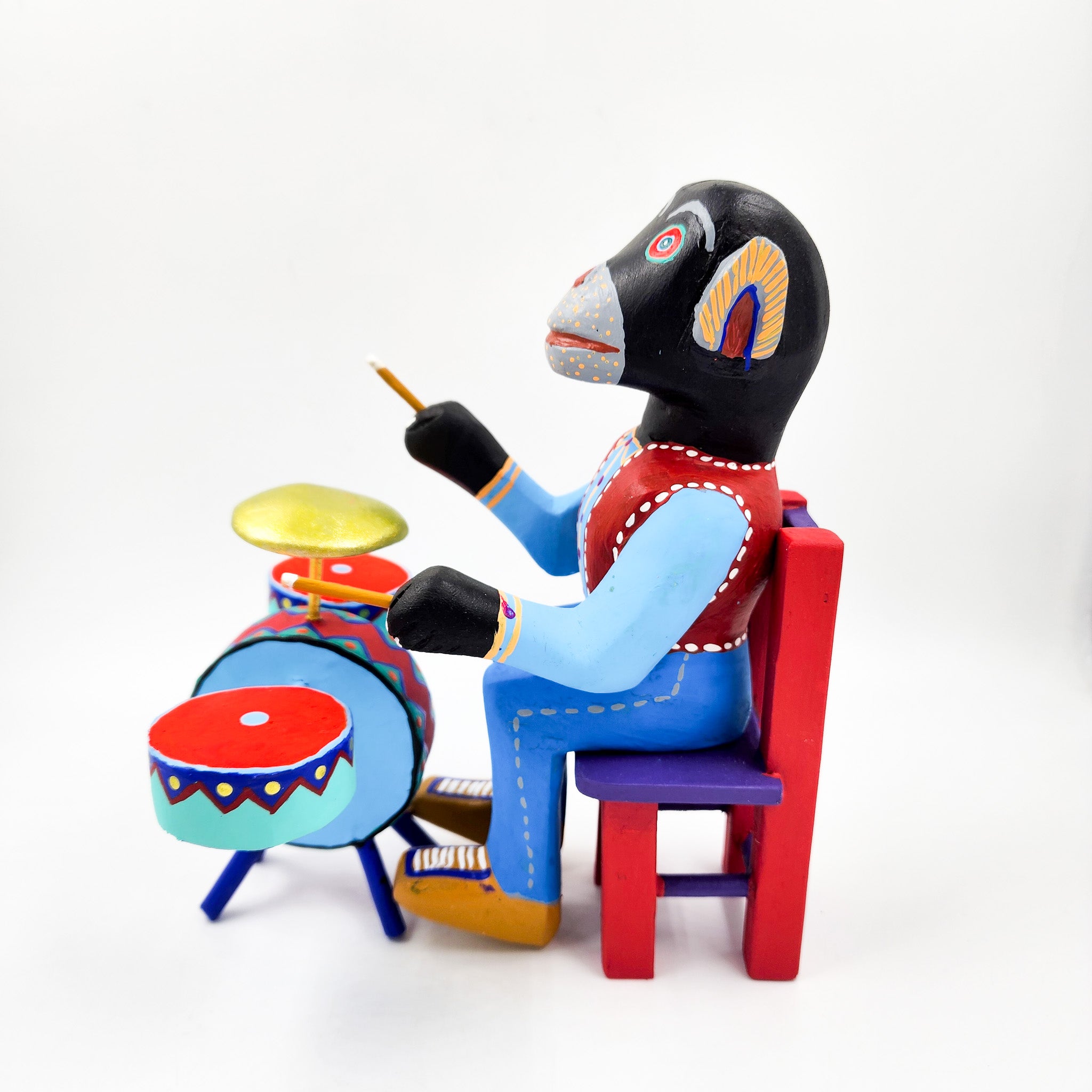 Mono baterista talla de madera - Tona o Nahual