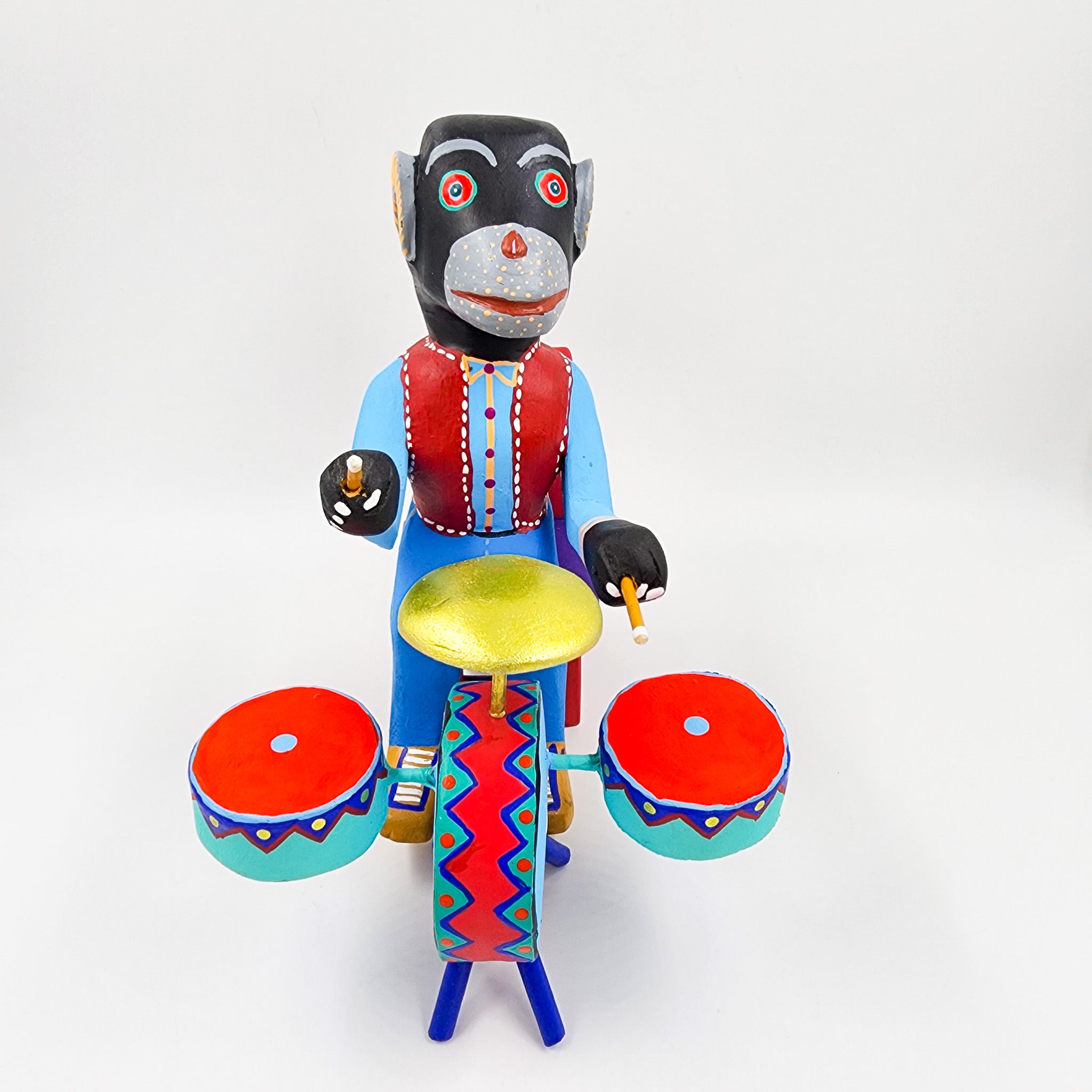 Mono baterista talla de madera - Tona o Nahual