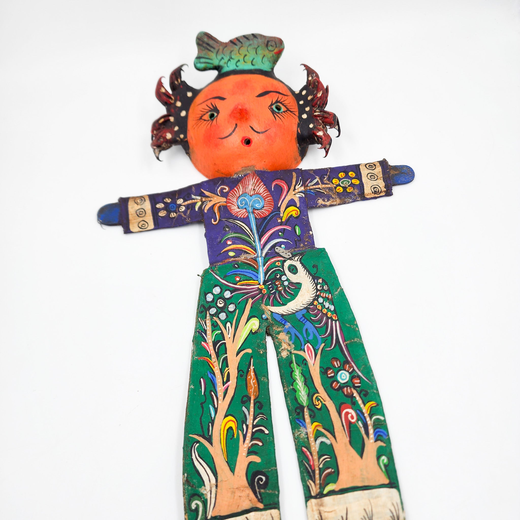 Muñeco artesanal con máscara de coco - Pez