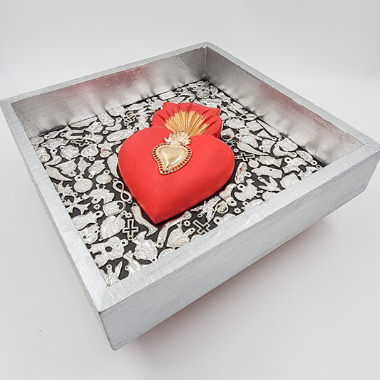 Nicho Corazón con Milagritos – Plata y Oro