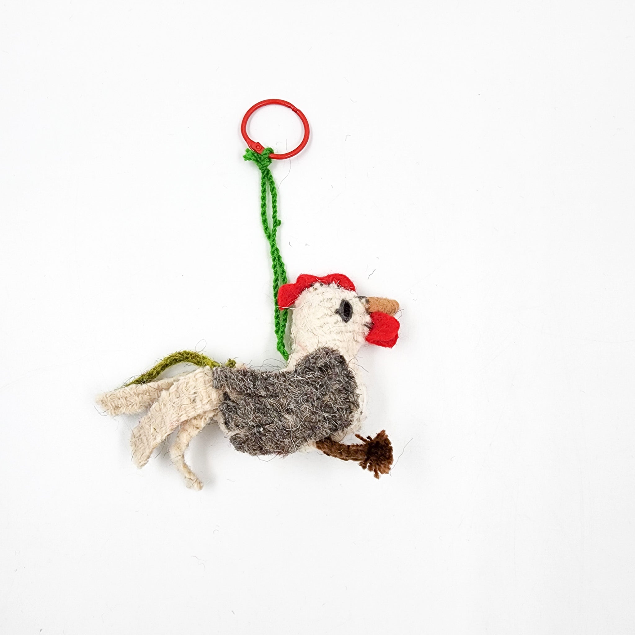 Peluche gallo de lana artesanal