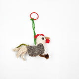 Peluche gallo de lana artesanal