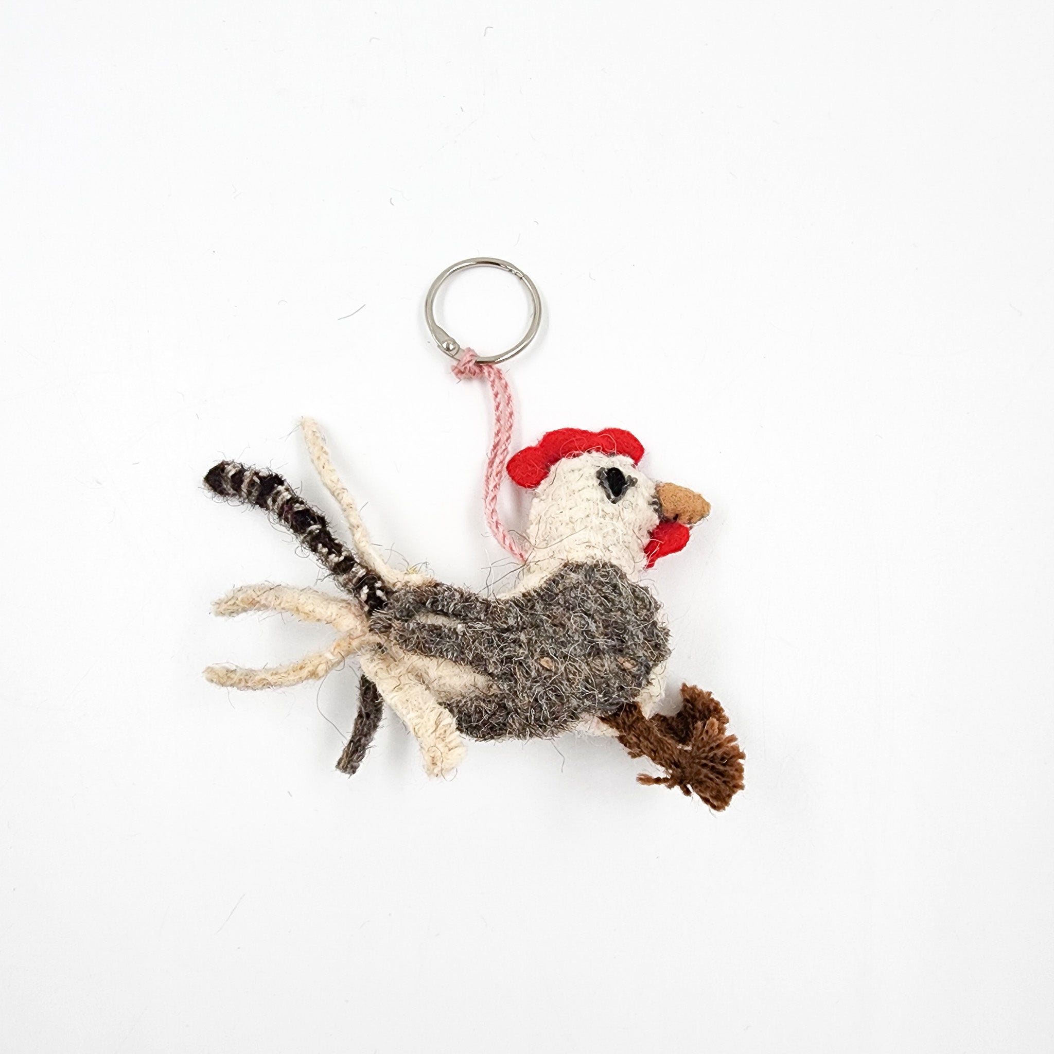 Peluche gallo de lana artesanal