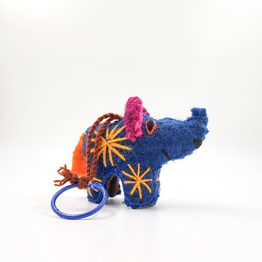 Peluche rinoceronte de lana artesanal