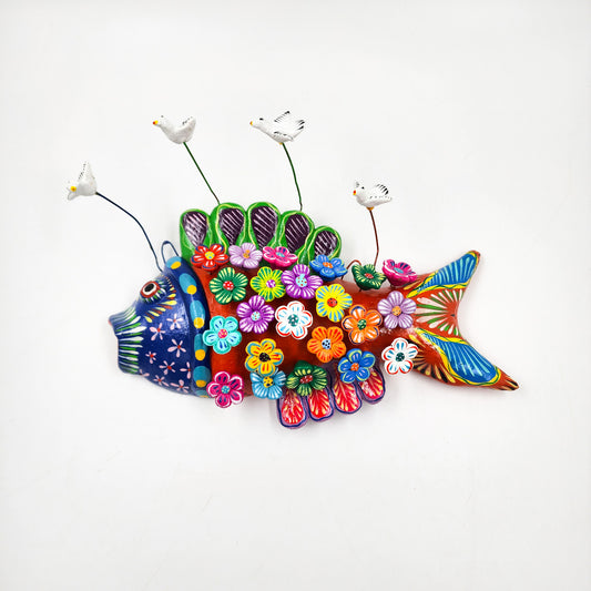 Betus Clay Fish with Flowers Handicraft