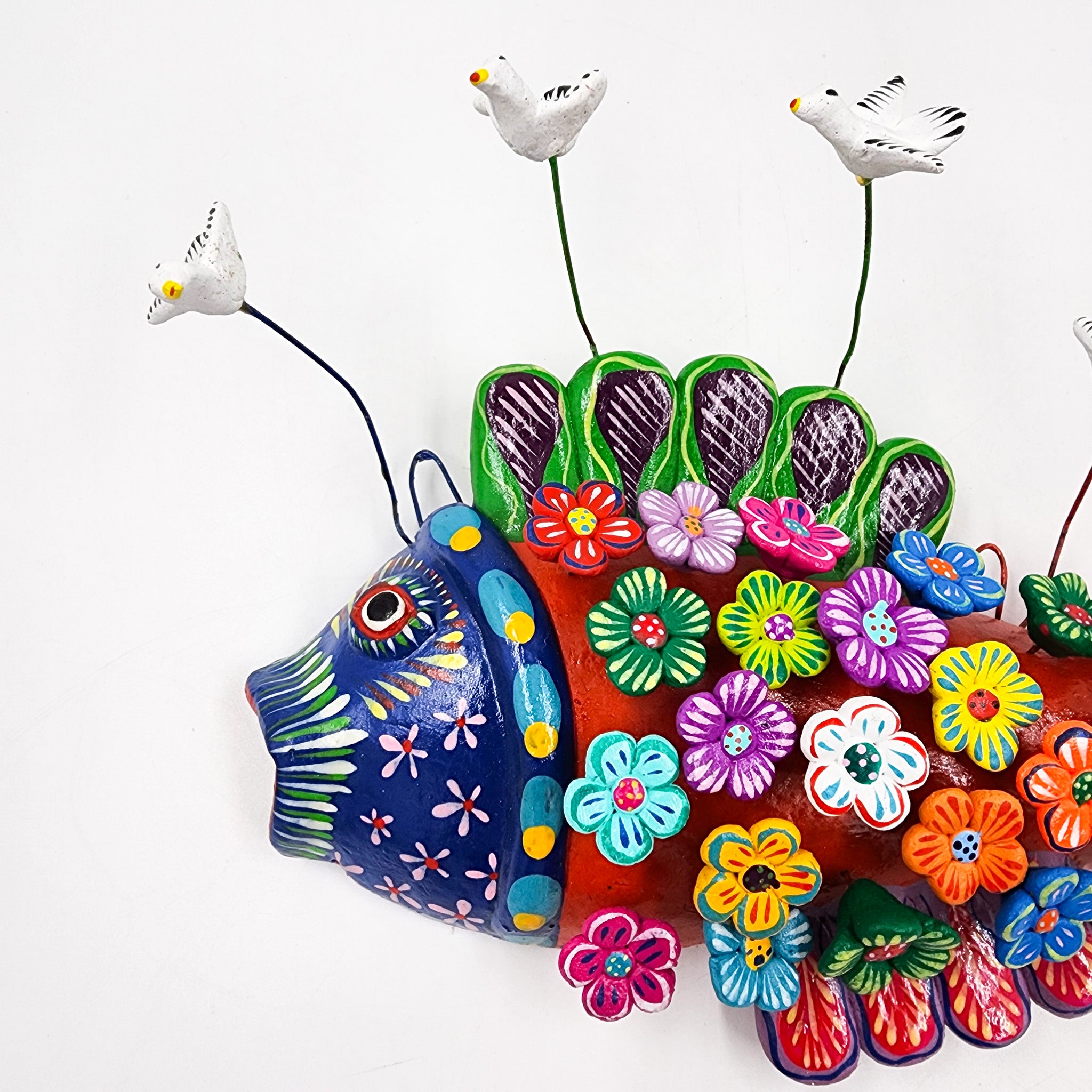 Betus Clay Fish with Flowers Handicraft