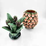 Piña de barro vidriado - Verde y rosa