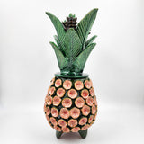 Piña de barro vidriado - Verde y rosa