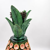 Piña de barro vidriado - Verde y rosa