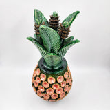Piña de barro vidriado - Verde y rosa