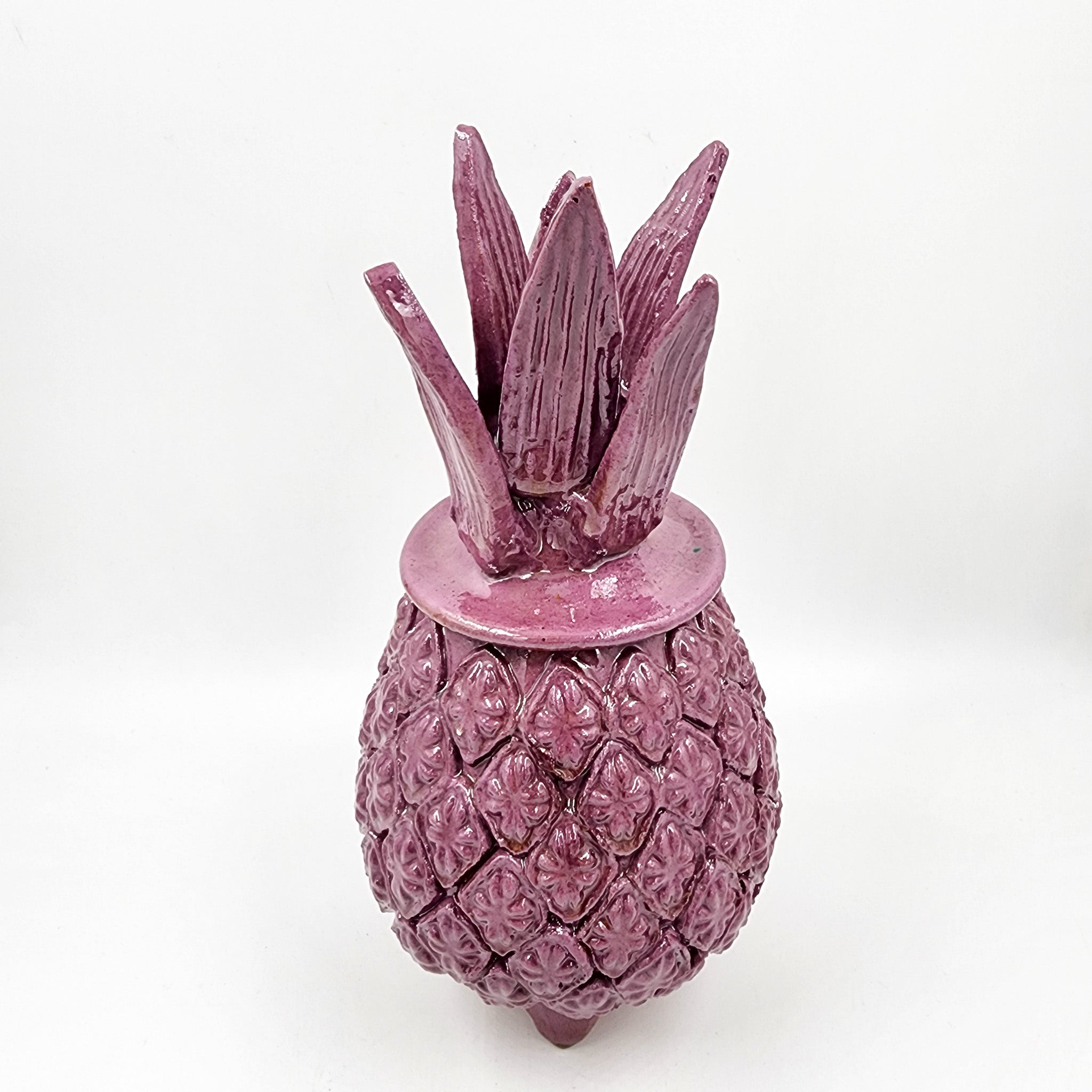 Piña de barro vidriado - morada