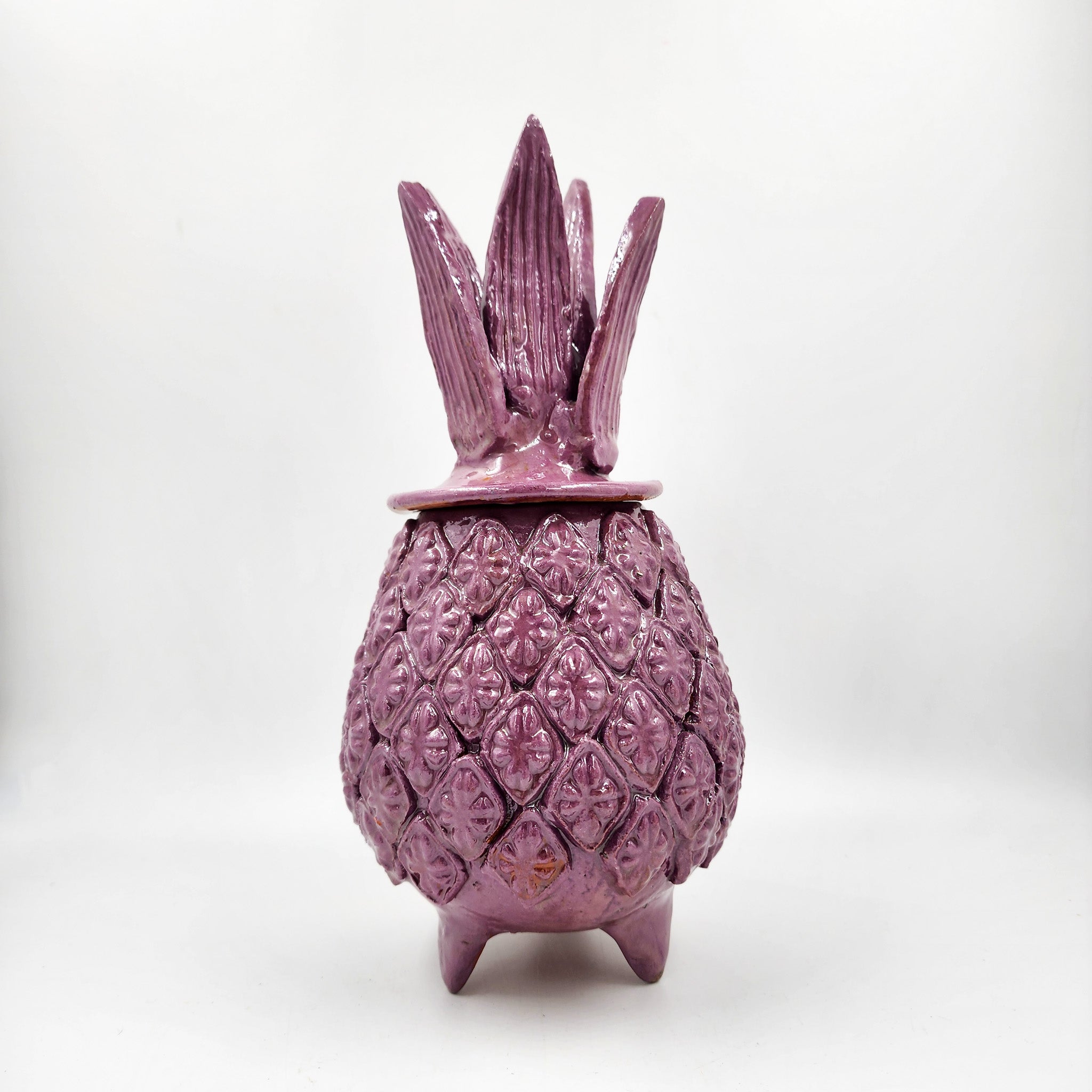 Piña de barro vidriado - morada
