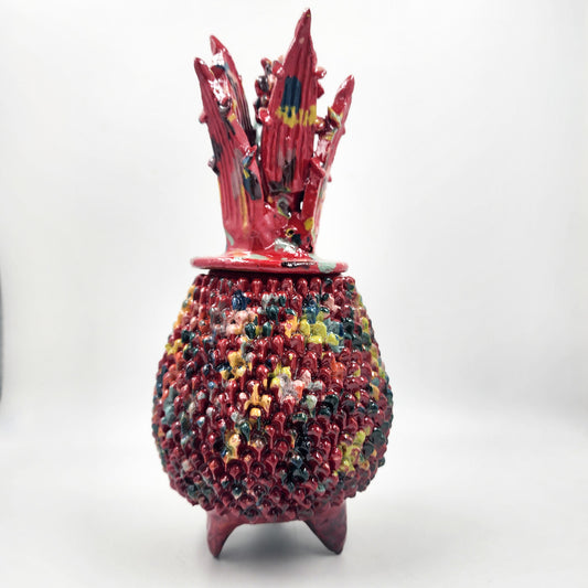 Piña de barro vidriado - roja