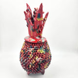 Piña de barro vidriado - roja