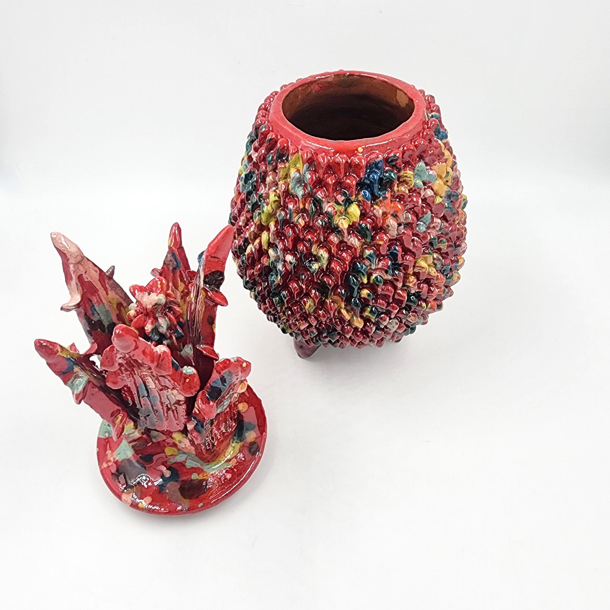 Piña de barro vidriado - roja