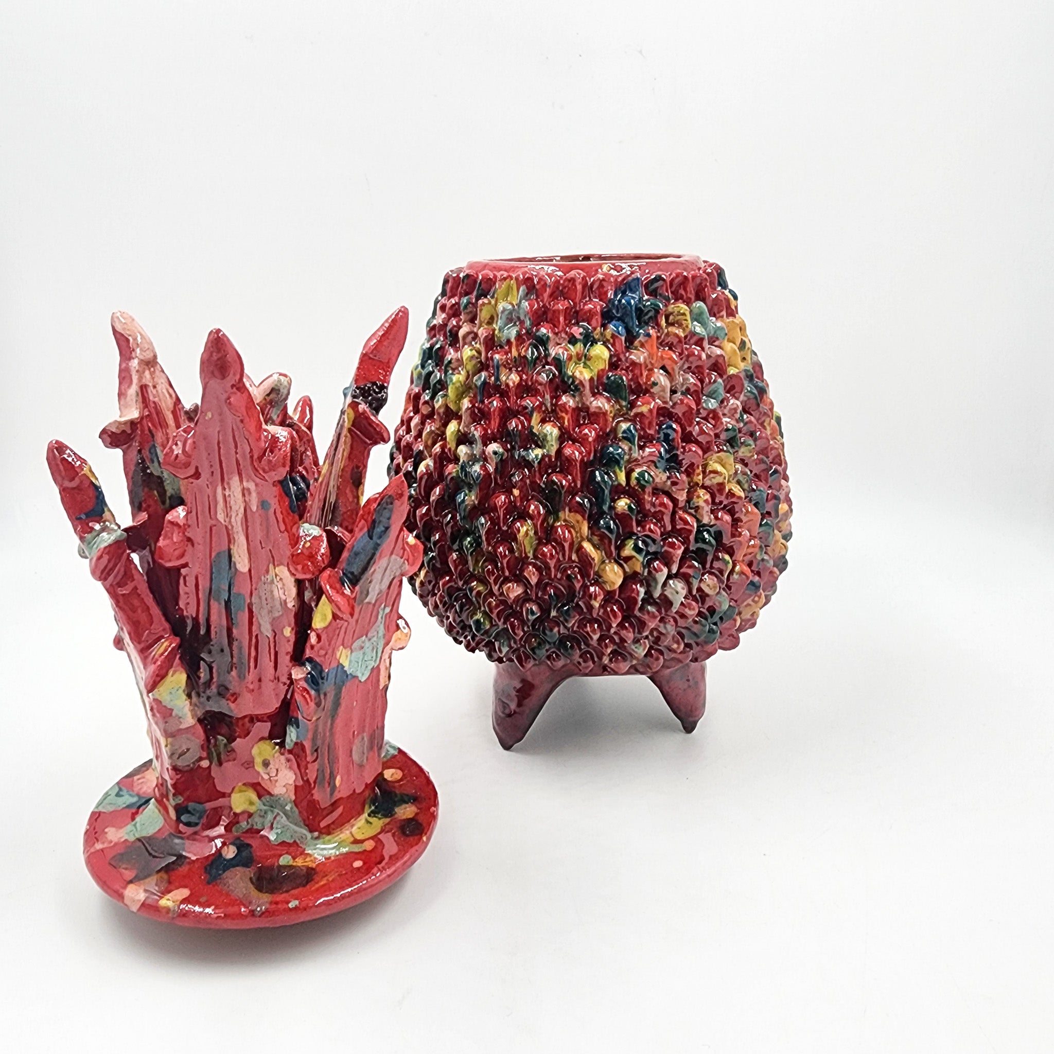 Piña de barro vidriado - roja