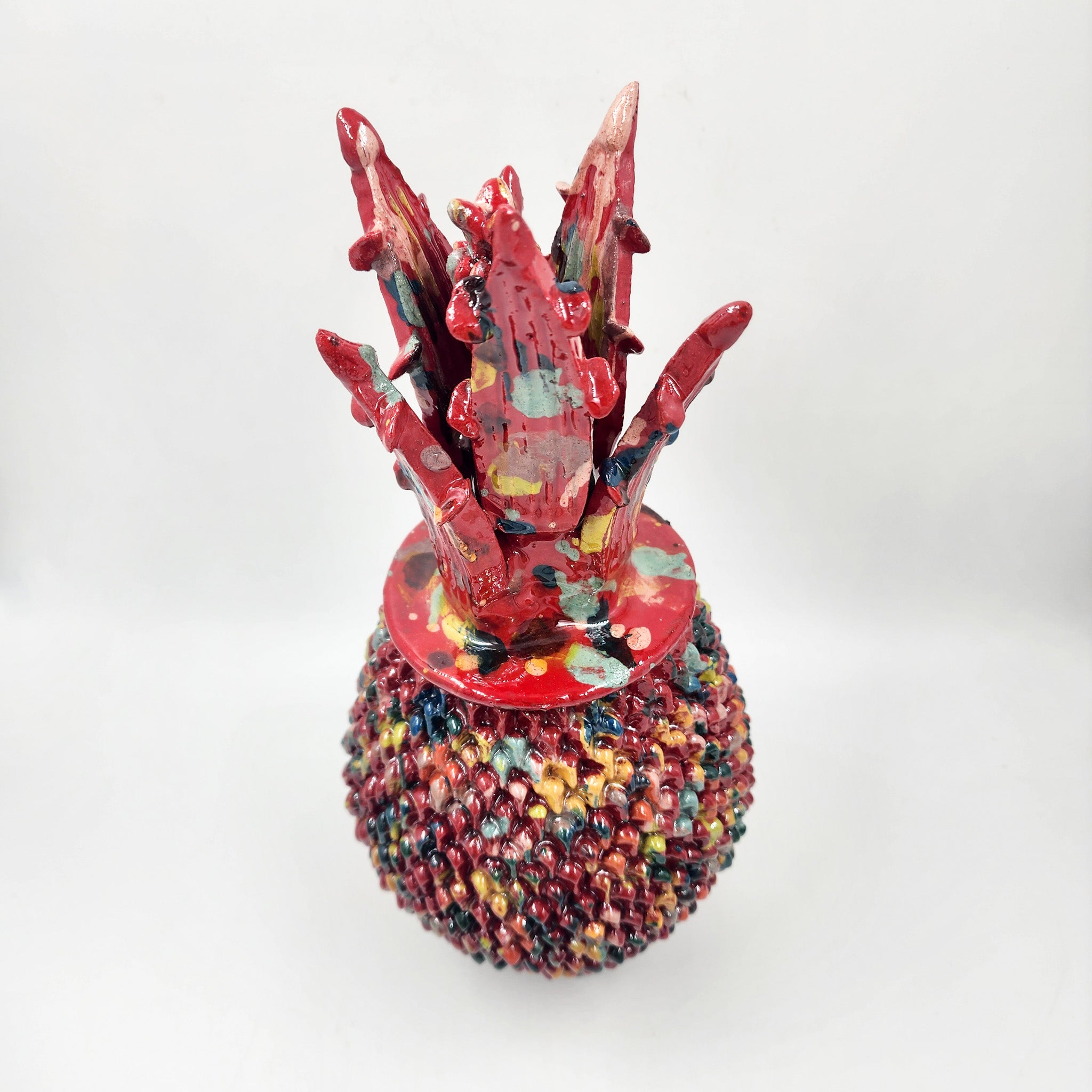 Piña de barro vidriado - roja