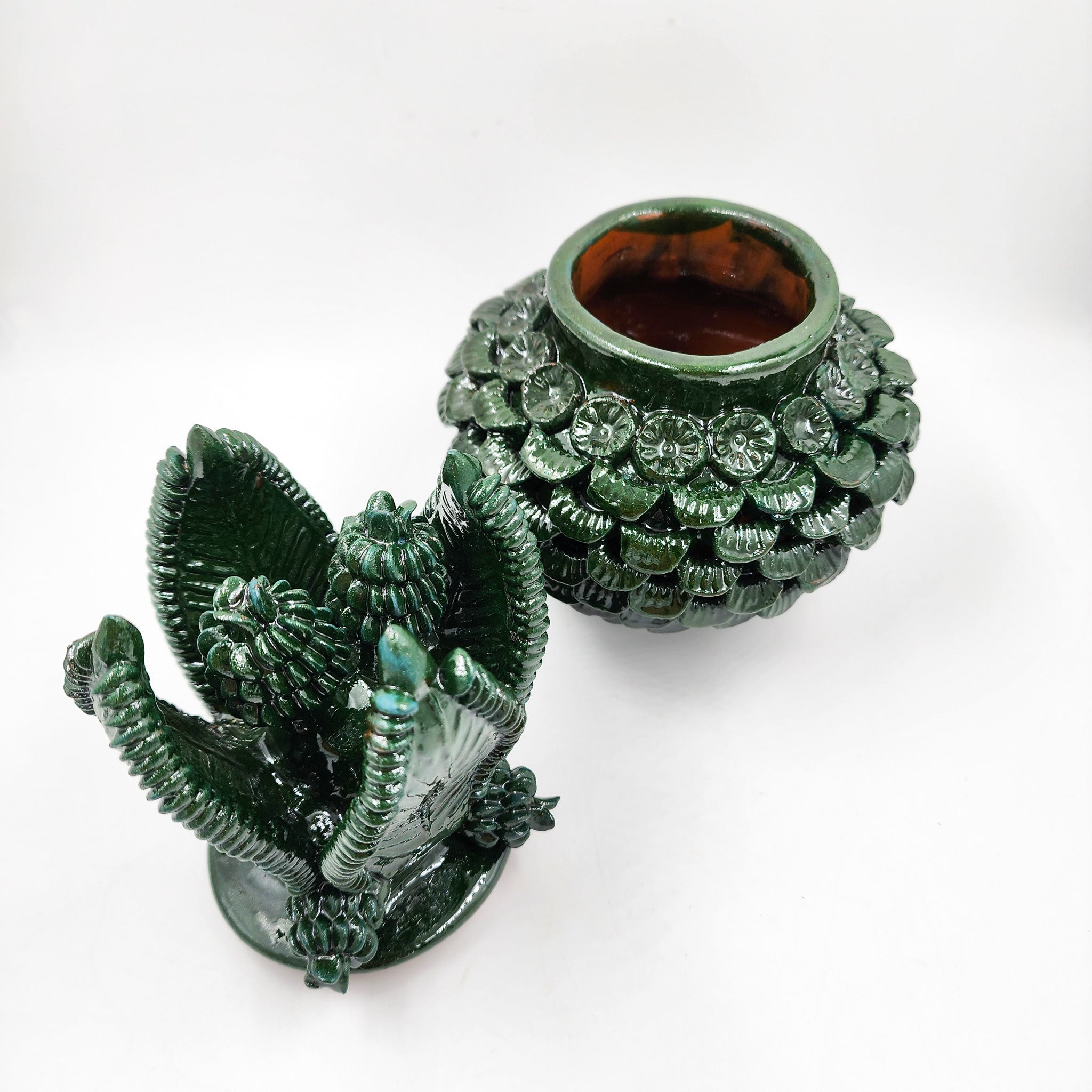 Piña de barro vidriado - Verde