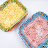Rectangular clay plate with dots