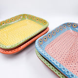 Rectangular clay plate with dots