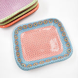 Rectangular clay plate with dots
