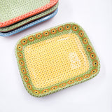 Rectangular clay plate with dots