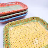 Rectangular clay plate with dots