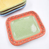 Rectangular clay plate with dots