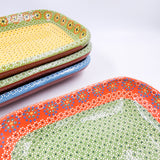 Rectangular clay plate with dots