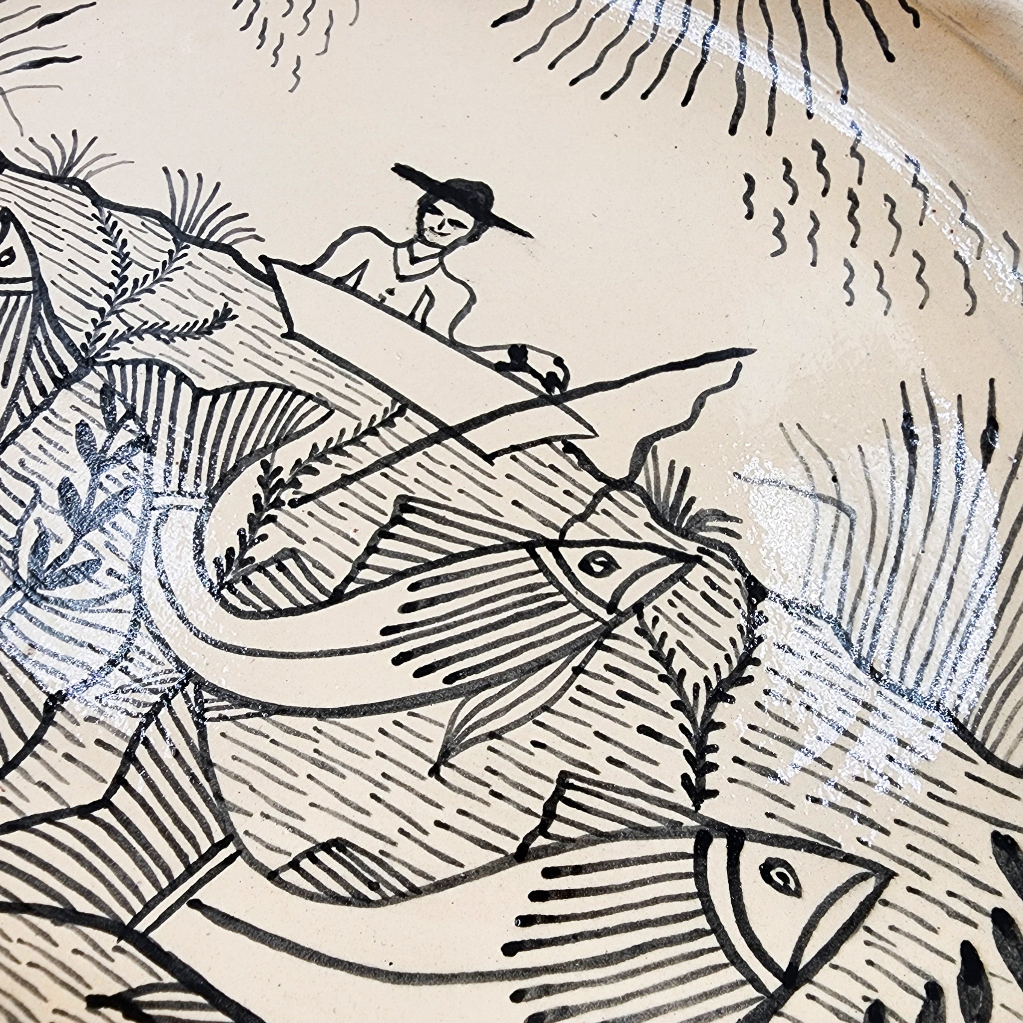 Platon de barro blanco - La Pesca
