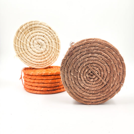 Set of 6 handcrafted henequen coasters