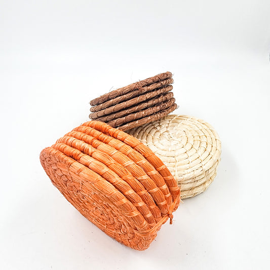 Set of 6 handcrafted henequen coasters