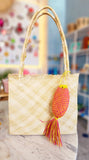 Bolsa Jipijapa cuadrada grande en tonos naturales