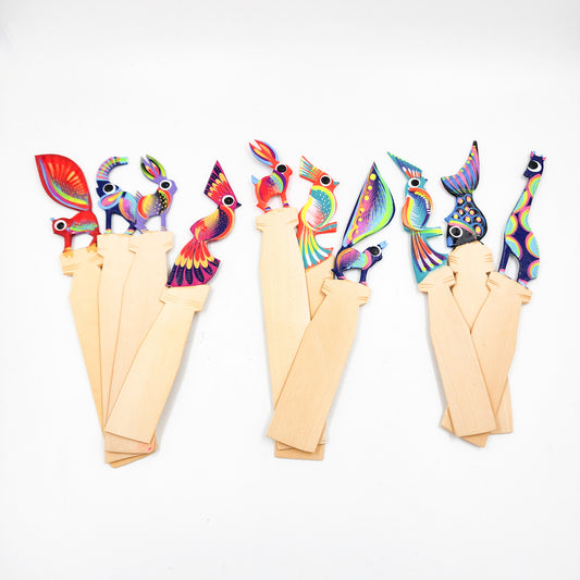 Wooden Book Separators with Hand Painted Alebrijes