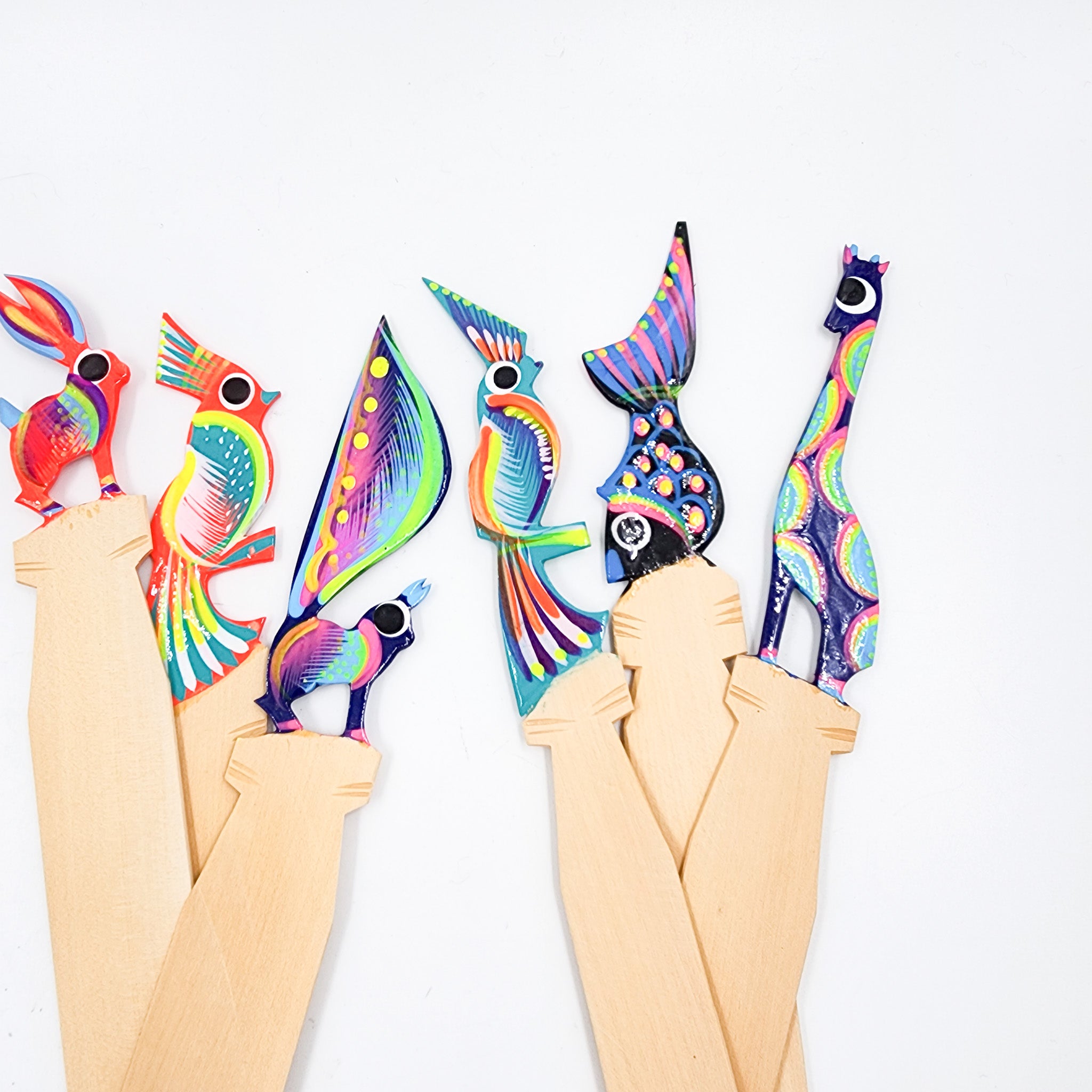 Wooden Book Separators with Hand Painted Alebrijes