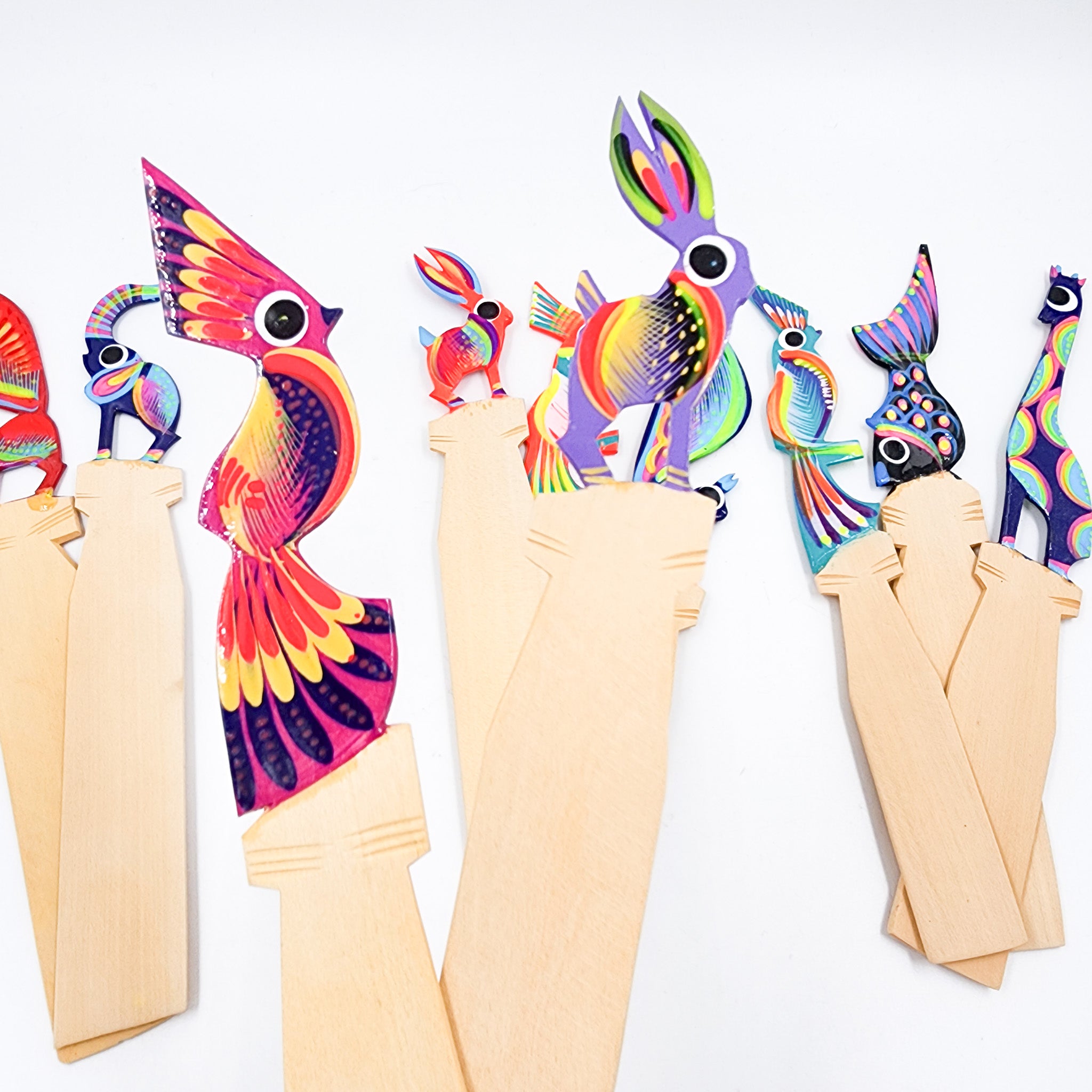 Wooden Book Separators with Hand Painted Alebrijes
