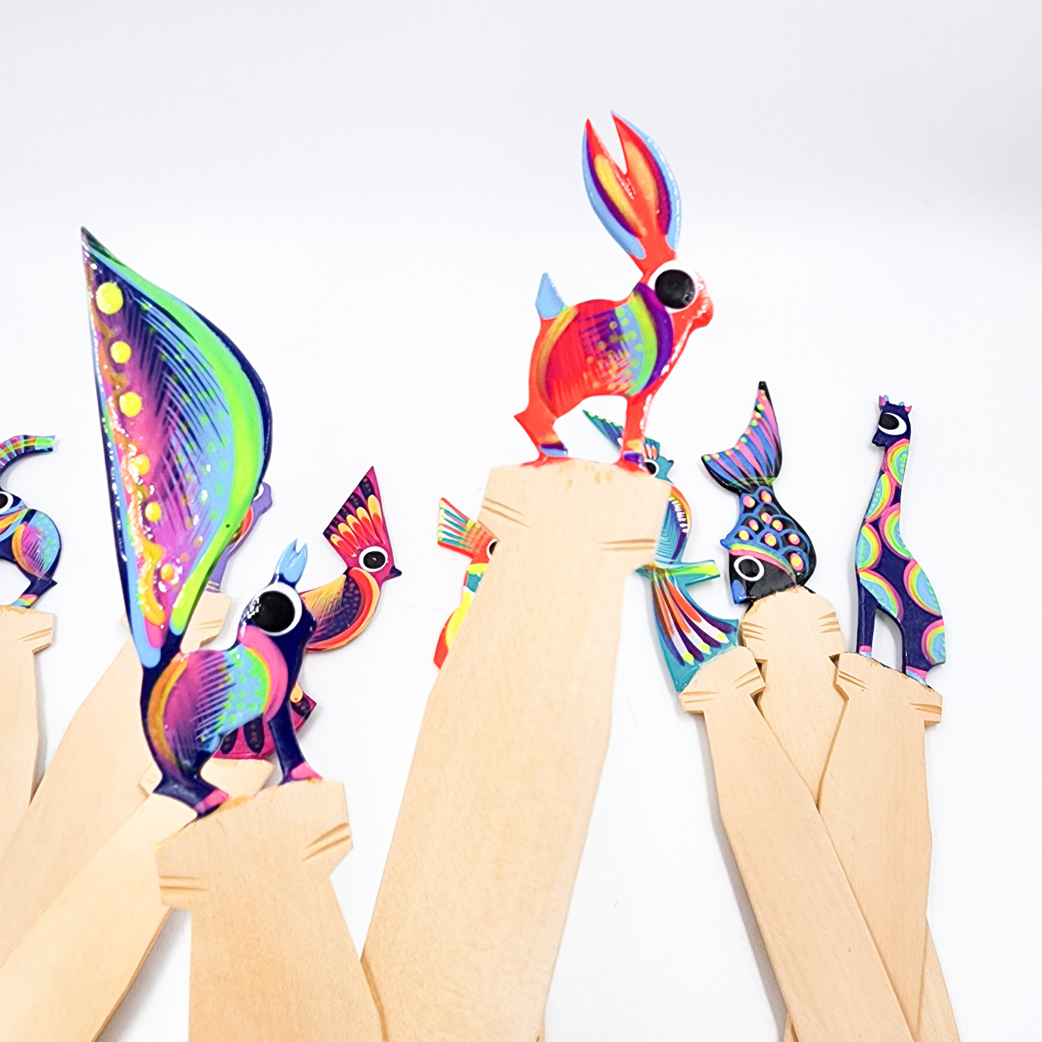 Wooden Book Separators with Hand Painted Alebrijes