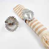 Embossed tin heart napkin rings - set of 2