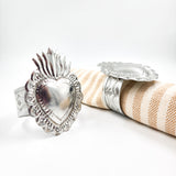 Embossed tin heart napkin rings - set of 2