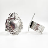 Embossed tin heart napkin rings - set of 2