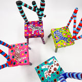 Sillita animales fantásticos talla de madera