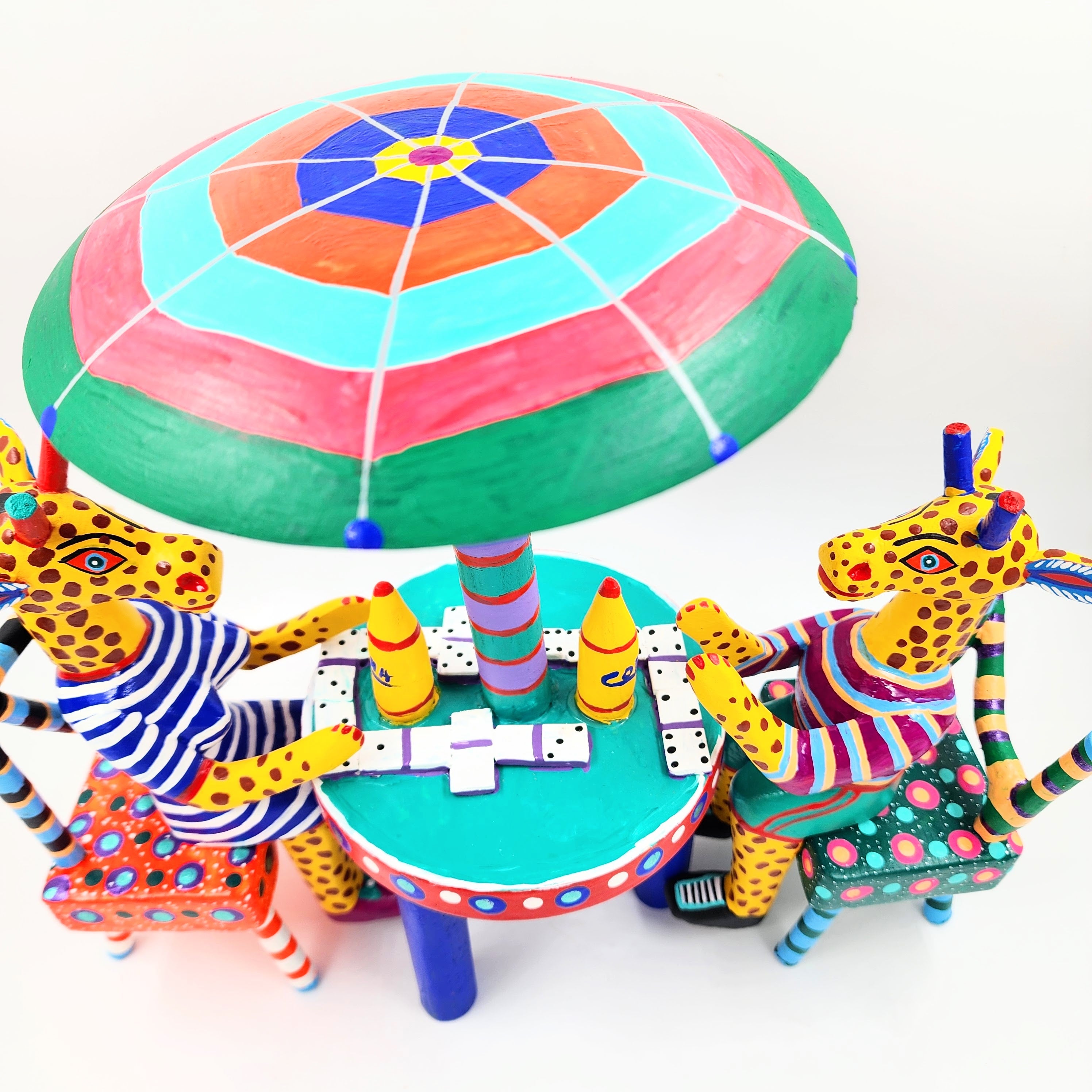La palapa con jirafas - talla de madera alebrije