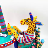 La palapa con jirafas - talla de madera alebrije