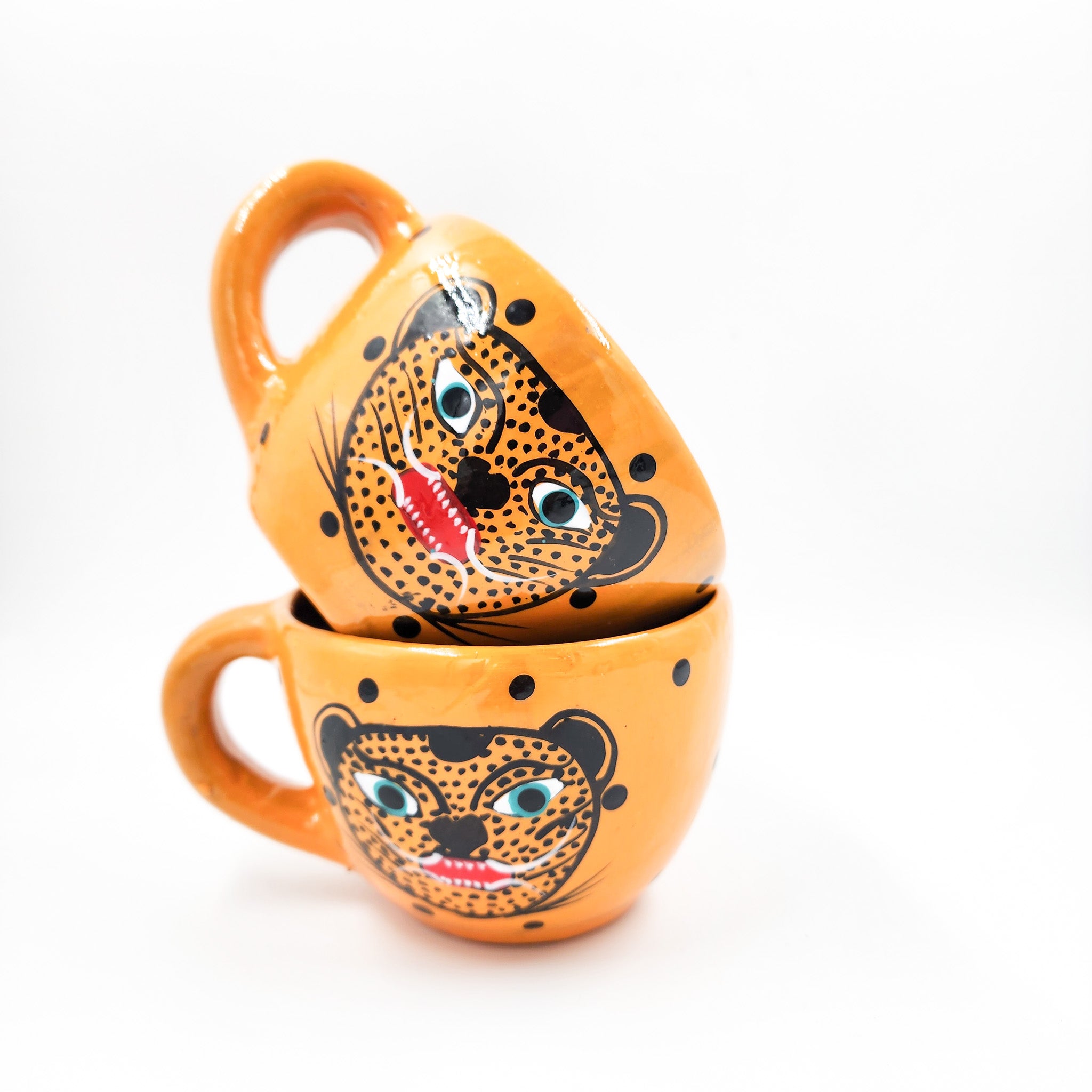 Taza grande de barro Jaguar