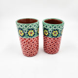 Tequileros de barro capulineado de dos colores - set de 2